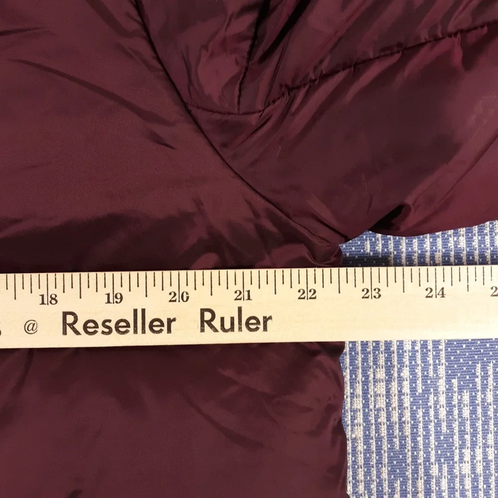 Lululemon Puffer Jacket Coat Womens 8 Full Zip Goose Down Maroon Hooded